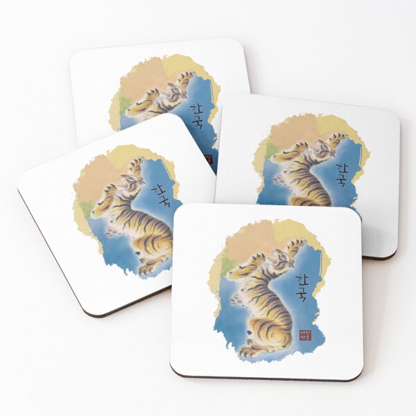 Item preview, korea map made of tiger drawing with hangul calligraphy, south korea vintage art gifts for people who love korean culture designed and sold by koreandesign.