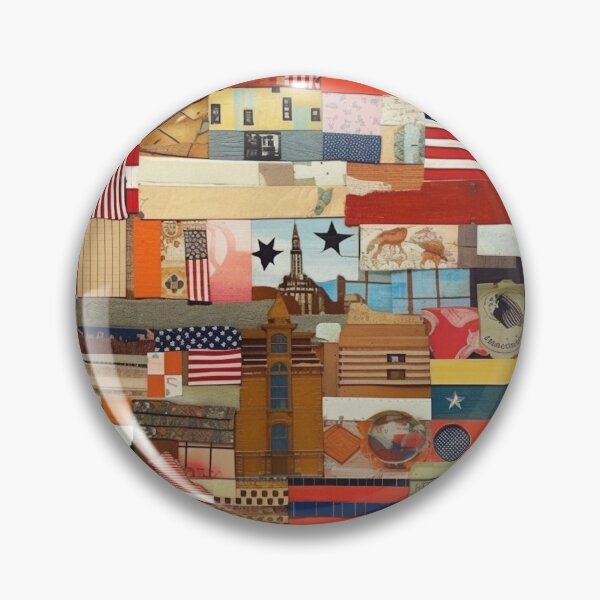 Item preview,  America Retro Vintage Patchwork of Americana Pattern Collage designed and sold by BrandonArtWorld.