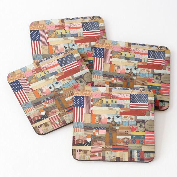 Item preview,  America Retro Vintage Patchwork of Americana Pattern Collage designed and sold by BrandonArtWorld.