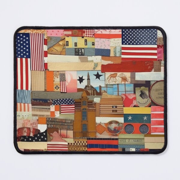 Item preview, America Retro Vintage Patchwork of Americana Pattern Collage designed and sold by BrandonArtWorld.