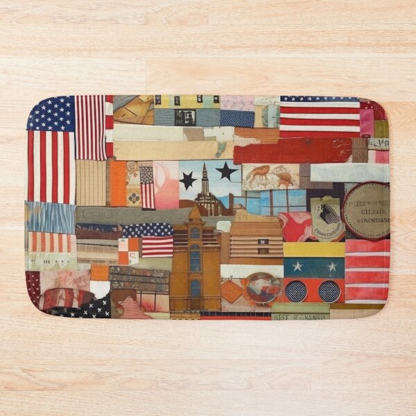 Item preview,  America Retro Vintage Patchwork of Americana Pattern Collage designed and sold by BrandonArtWorld.