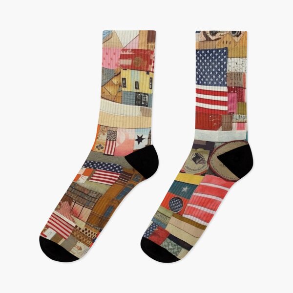 Item preview,  America Retro Vintage Patchwork of Americana Pattern Collage designed and sold by BrandonArtWorld.