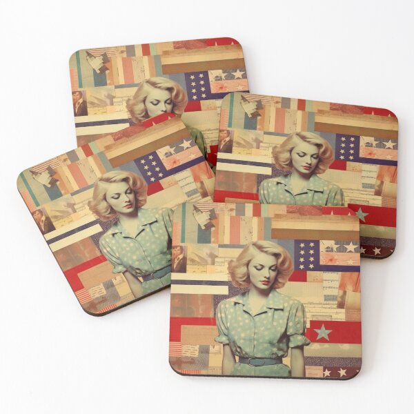 Item preview, America Retro Vintage Patchwork of Americana Pattern Collage designed and sold by BrandonArtWorld.
