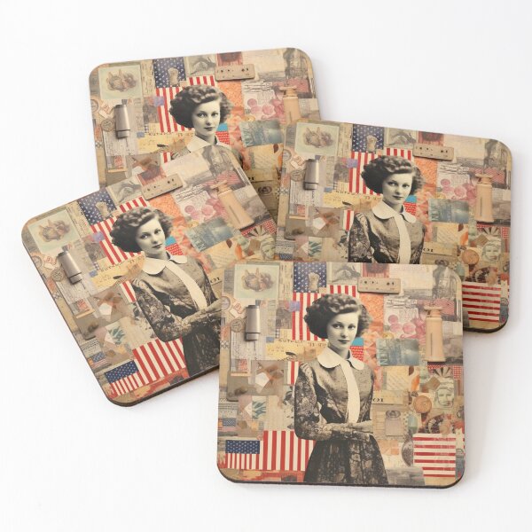 Item preview, America Retro Vintage Patchwork of Americana Pattern Collage designed and sold by BrandonArtWorld.