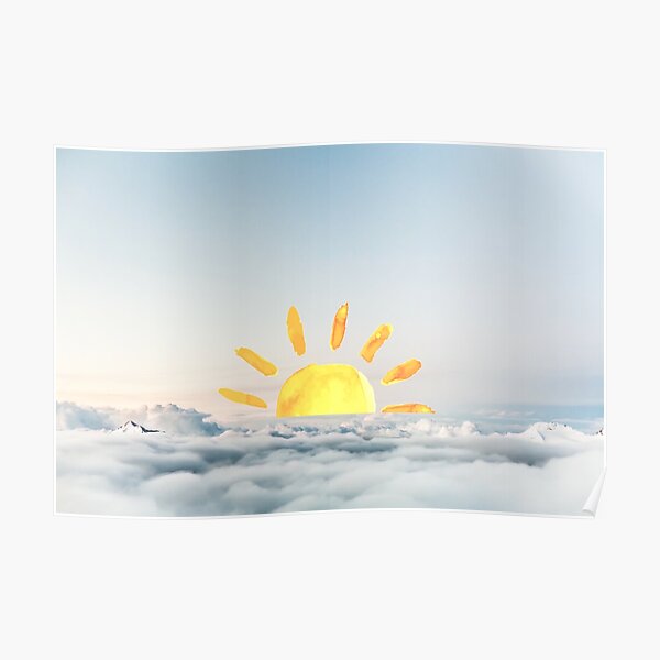Brush Painted Sun Coming Over Clouds Poster