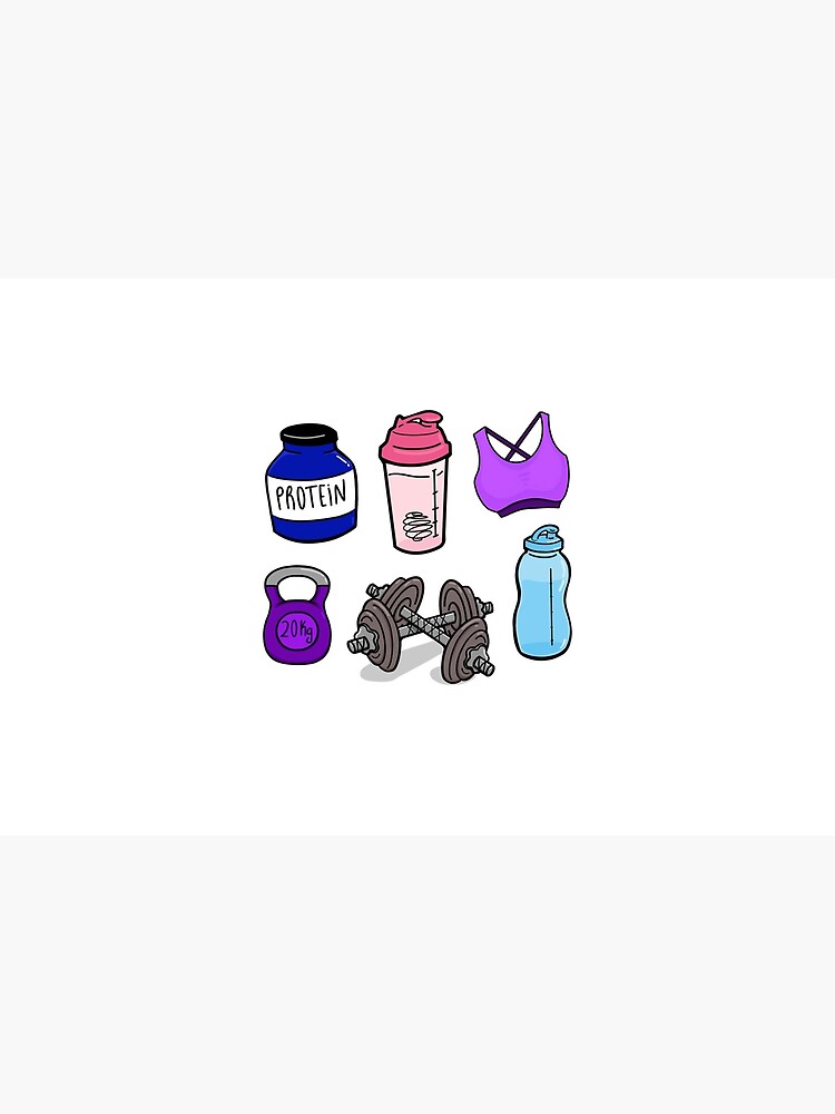 Gym Essentials Shaker, Kettlebell, Dumbbells, rope | Sticker