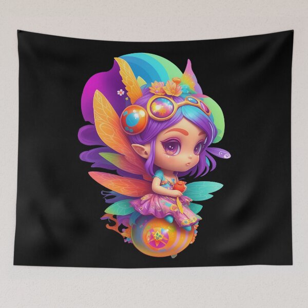 Item preview, Cute and Colourful Psychedelic Chibi Kawaii Rainbow Fantasy Fairy - Emma designed and sold by Amanda Lucas.