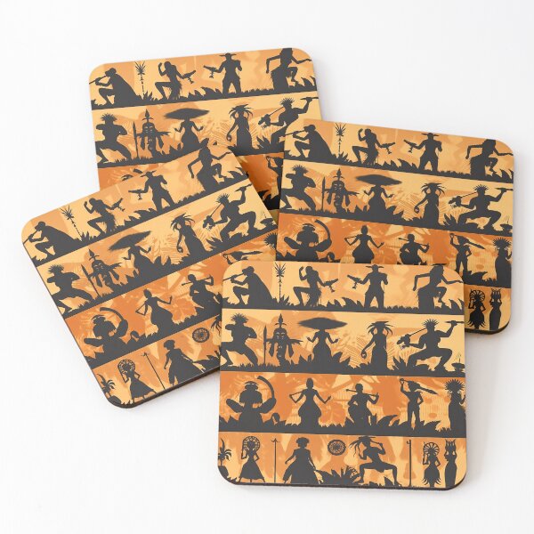 Item preview, dark human silhouettes on orange background - Different pattern size? Email me -  designed and sold by Picture-Art.
