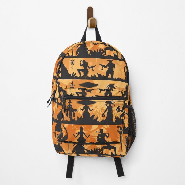 Item preview, dark human silhouettes on orange background - Different pattern size? Email me -  designed and sold by Picture-Art.