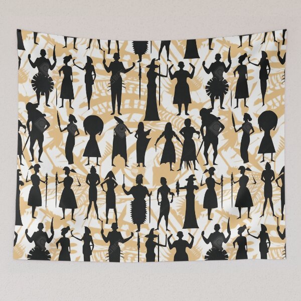 Item preview, dark human silhouettes on light background - Different pattern size? Email me -  designed and sold by Picture-Art.