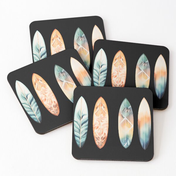 Aperçu de l'œuvre Wave Wanderers : une symphonie aquarelle de planches de surf créée et vendue par SDVibeDesigns.