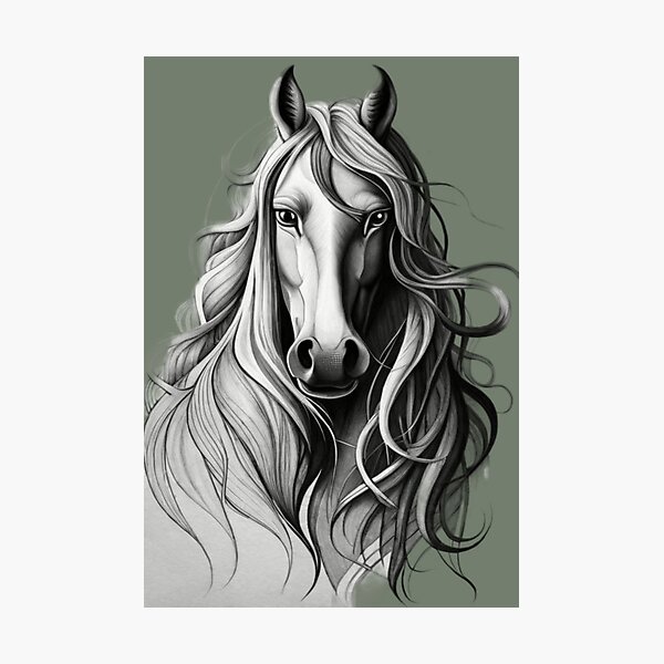 Item preview, A drawing of a horse with long hair designed and sold by Hillol Bora.