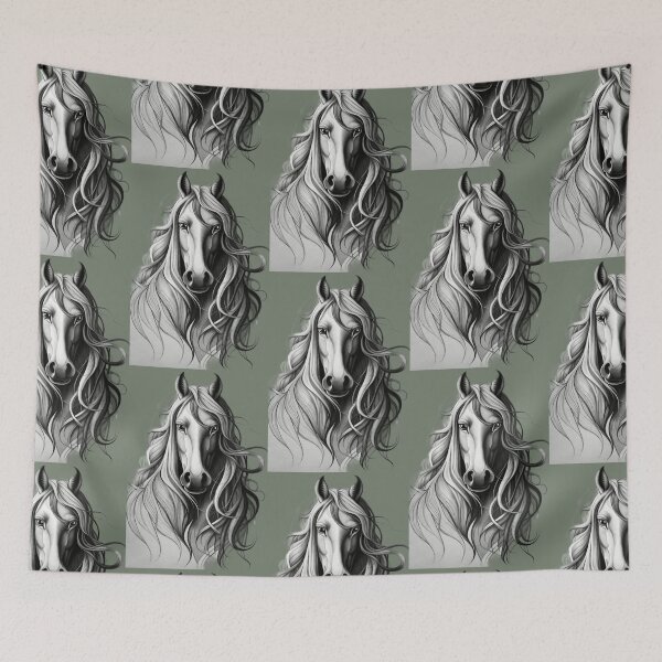 Item preview, A drawing of a horse with long hair designed and sold by Hillol Bora.