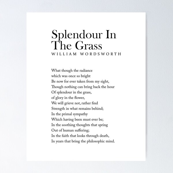 Aperçu de l'œuvre Splendeur dans l'herbe - Poème de William Wordsworth - Littérature - Impression de typographie 2 créée et vendue par Studio Grafiikka.