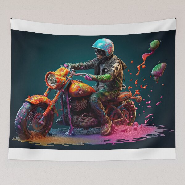 Item preview, Bad Ass Biker Drifting In Paint designed and sold by Diego Re.