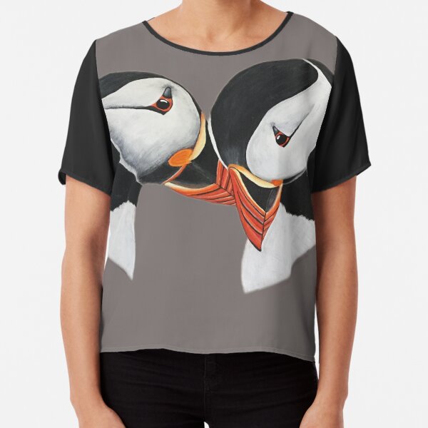 Puffins in love. Chiffon Top