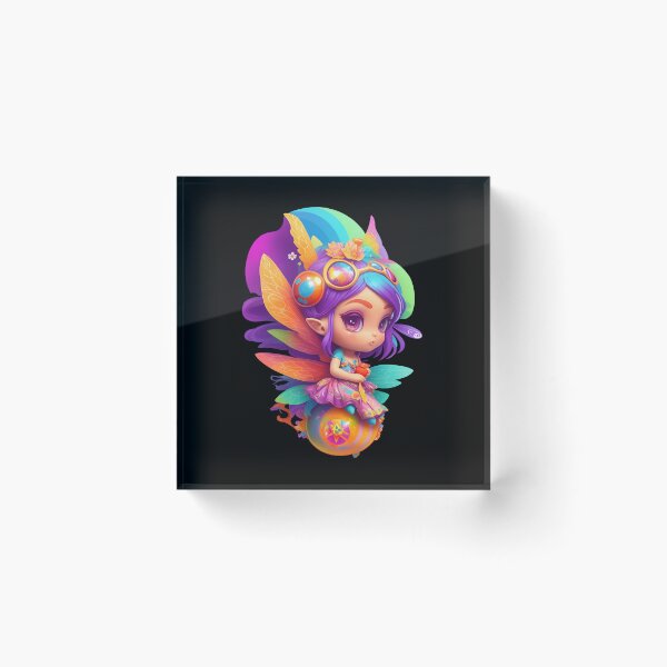 Item preview, Cute and Colourful Psychedelic Chibi Kawaii Rainbow Fantasy Fairy - Emma designed and sold by Amanda Lucas.