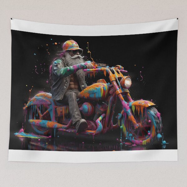 Item preview, A Bad Ass Biker On A Wet Painted Multicolor Bike designed and sold by Diego Re.