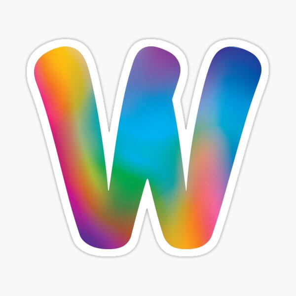 Rainbow Cursive Letter W - Monogram - Sticker