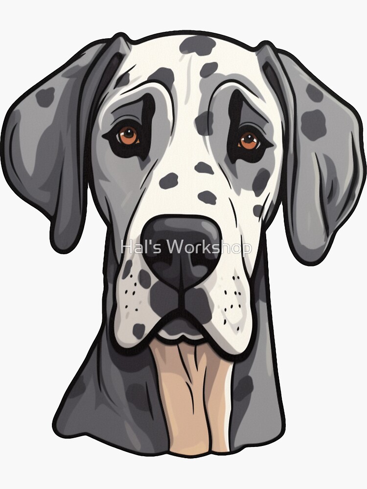 384 HARLEQUIN GREAT DANE dog art print * Pen and ink drawing by Jan Jellins  | eBay