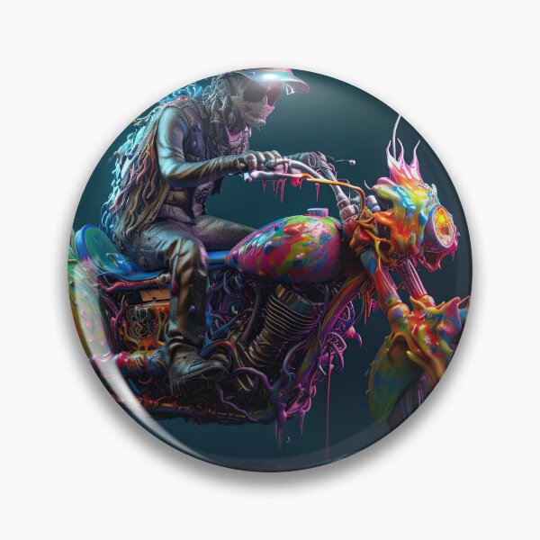 Item preview, Bad Ass Skeleton Biker On A Multicolor Melting Bike designed and sold by Diego Re.