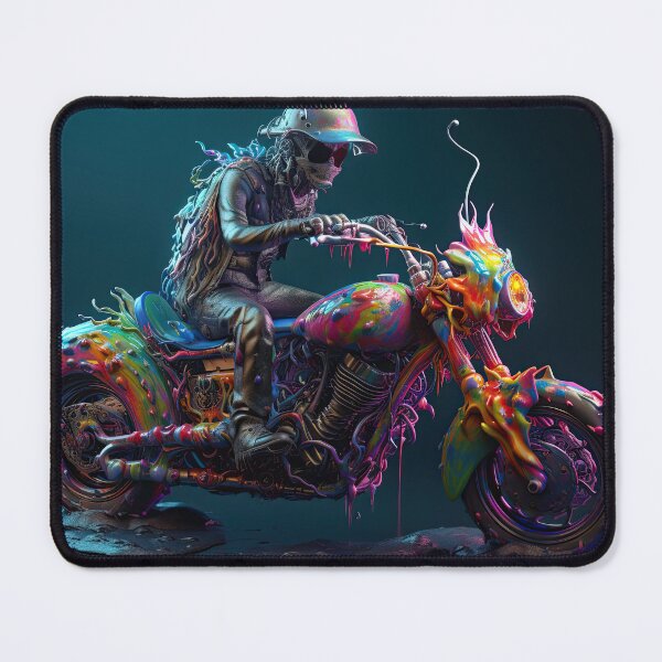Item preview, Bad Ass Skeleton Biker On A Multicolor Melting Bike designed and sold by Diego Re.