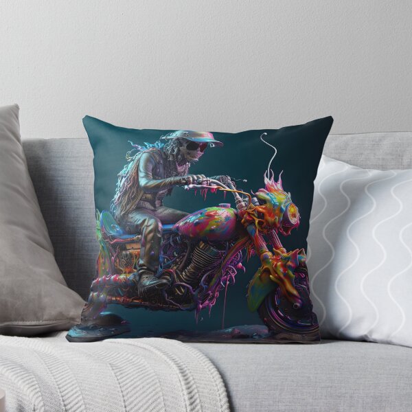 Item preview, Bad Ass Skeleton Biker On A Multicolor Melting Bike designed and sold by Diego Re.