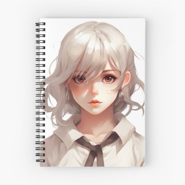 Item preview, White-Haired Manga Schoolgirl: Innocence and Charm in a Captivating Design! designed and sold by Neuronexia.