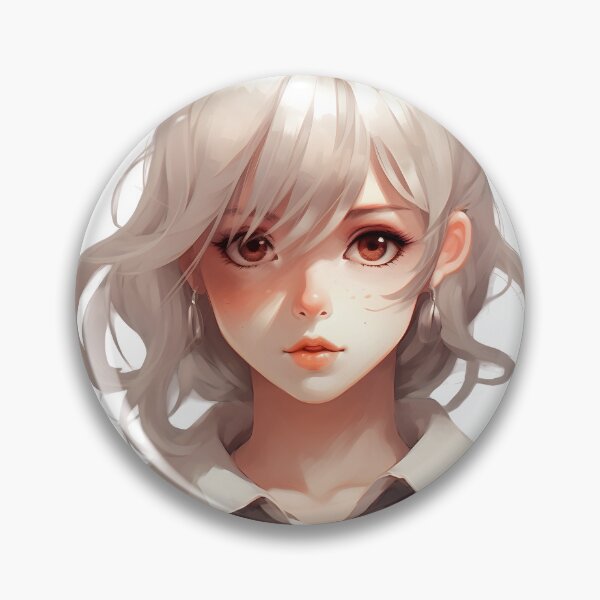 Item preview, White-Haired Manga Schoolgirl: Innocence and Charm in a Captivating Design! designed and sold by Neuronexia.