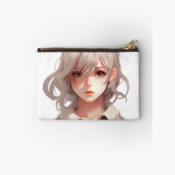Item preview, White-Haired Manga Schoolgirl: Innocence and Charm in a Captivating Design! designed and sold by Neuronexia.