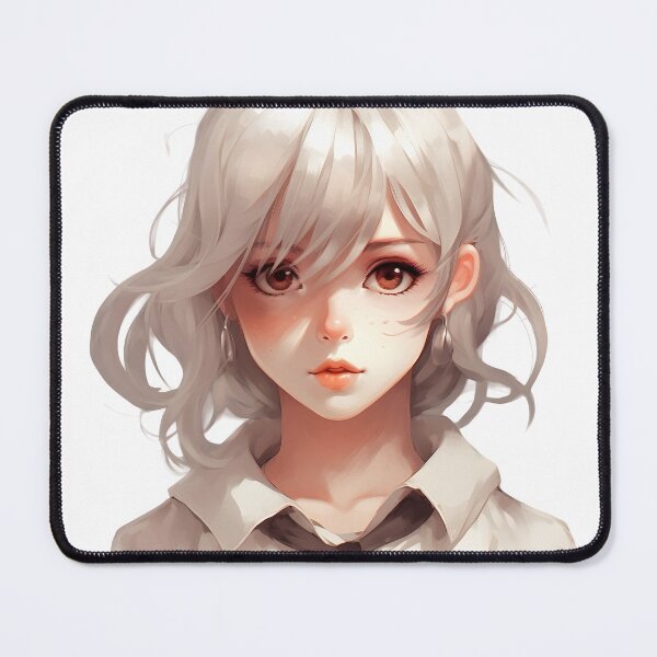 Item preview, White-Haired Manga Schoolgirl: Innocence and Charm in a Captivating Design! designed and sold by Neuronexia.