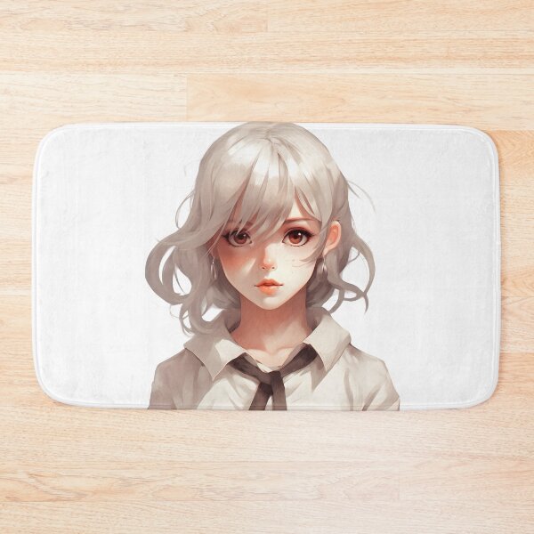 Item preview, White-Haired Manga Schoolgirl: Innocence and Charm in a Captivating Design! designed and sold by Neuronexia.