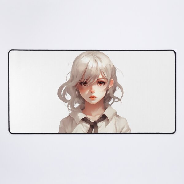 Item preview, White-Haired Manga Schoolgirl: Innocence and Charm in a Captivating Design! designed and sold by Neuronexia.