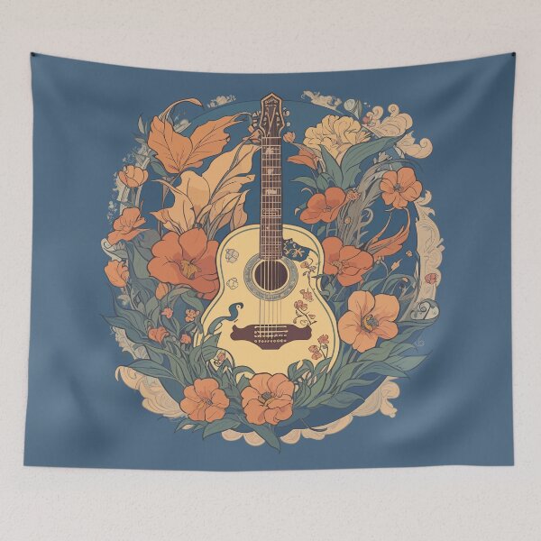 Item preview, Classic Guitar in Flowers - Digital Artwork - Music Lover designed and sold by thrillquest.