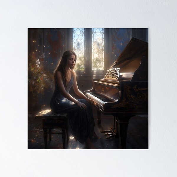 Item preview, Melodies of the Divine: The Harmonious Goddess and Her Silver-Clad Piano designed and sold by oanaunciuleanu.
