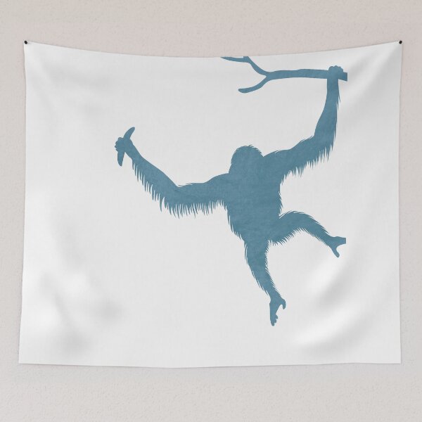 Artikelvorschau, Blaue Orang-Utan-Silhouette - Skandinavisches Kinderzimmerdekor - Tierfreunde - Für Kinderzimmer - Minimal entworfen und verkauft von Studio Grafiikka.