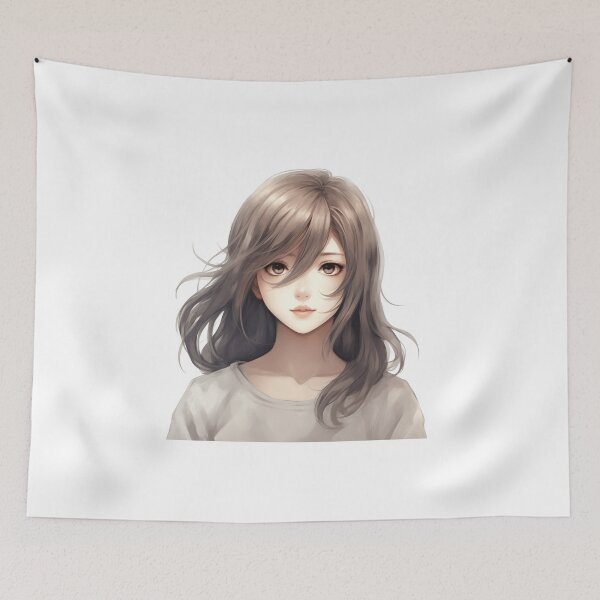 Item preview, Gray-Eyed and Gray-Haired Manga Girl: Mystery and Elegance in an Enchanting Design designed and sold by Neuronexia.