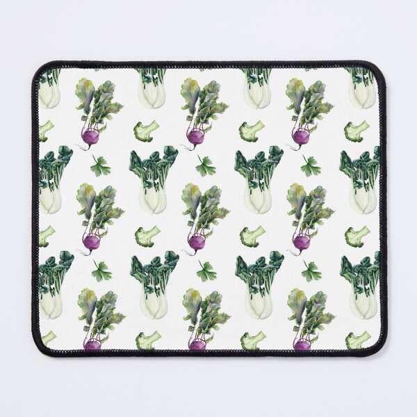Item preview, Watercolor vegan friendly botanical seamless pattern with vegetables on white background. Kohlrabi, broccoli, parsley and Chinese cabbage designed and sold by Elena Malgina.