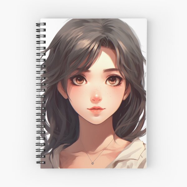 Item preview, Manga Girl with Brown Hair: Elegance and Charm in an Artistic Fusion designed and sold by Neuronexia.