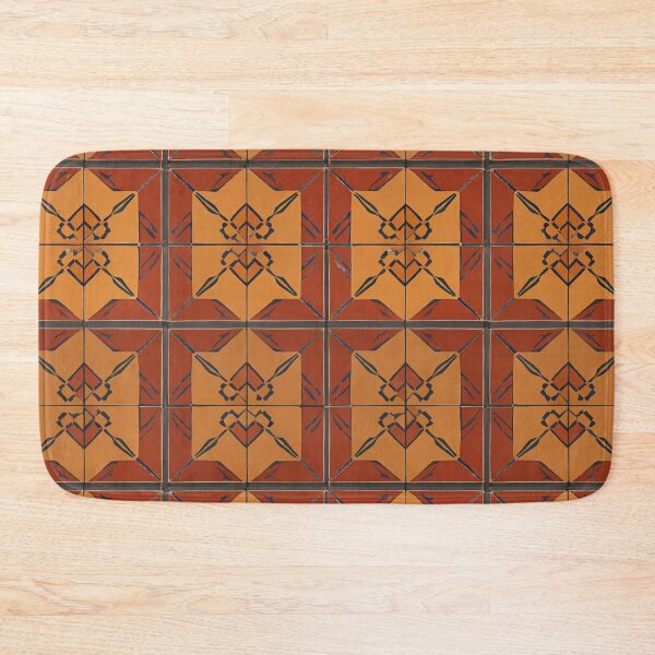 Item preview, Retro Tile Pattern dark orange shades and light orange shades with little black and midnight blue designed and sold by RetroTile.