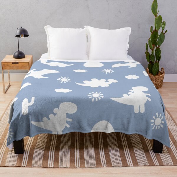Item preview, Dinosaur Dinos cartoon silhouette Blue and White designed and sold by Ladies-Boutique.