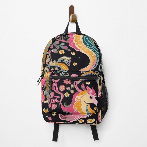 Item preview, Hot Pink Seahorse Art Pattern on Black High Contrast Sea Horses designed and sold by EmilyFNM3D.