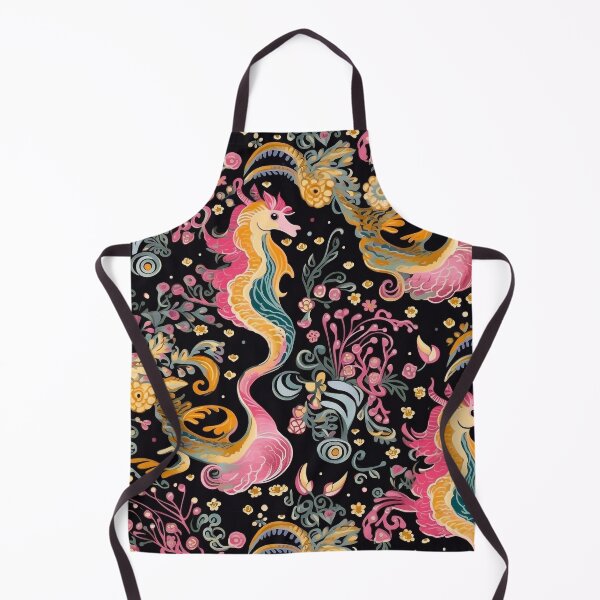 Item preview, Hot Pink Seahorse Art Pattern on Black High Contrast Sea Horses designed and sold by EmilyFNM3D.