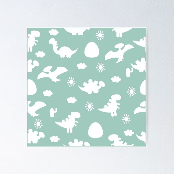 Item preview, Dinosaur Dinos cartoon silhouette Green and White designed and sold by Ladies-Boutique.