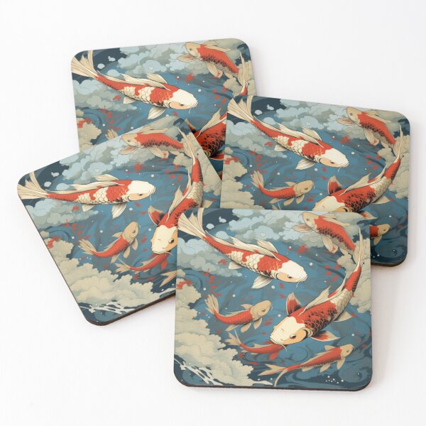 Item preview, Beautiful Koi Fish Swimming in a Japanese Traditional Art Pond designed and sold by HeritageJapArt.
