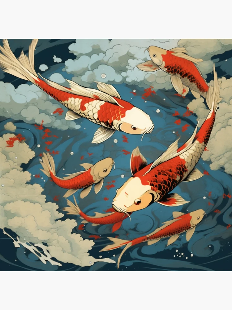 Beautiful Koi Fish Swimming in a Japanese Traditional Art Pond