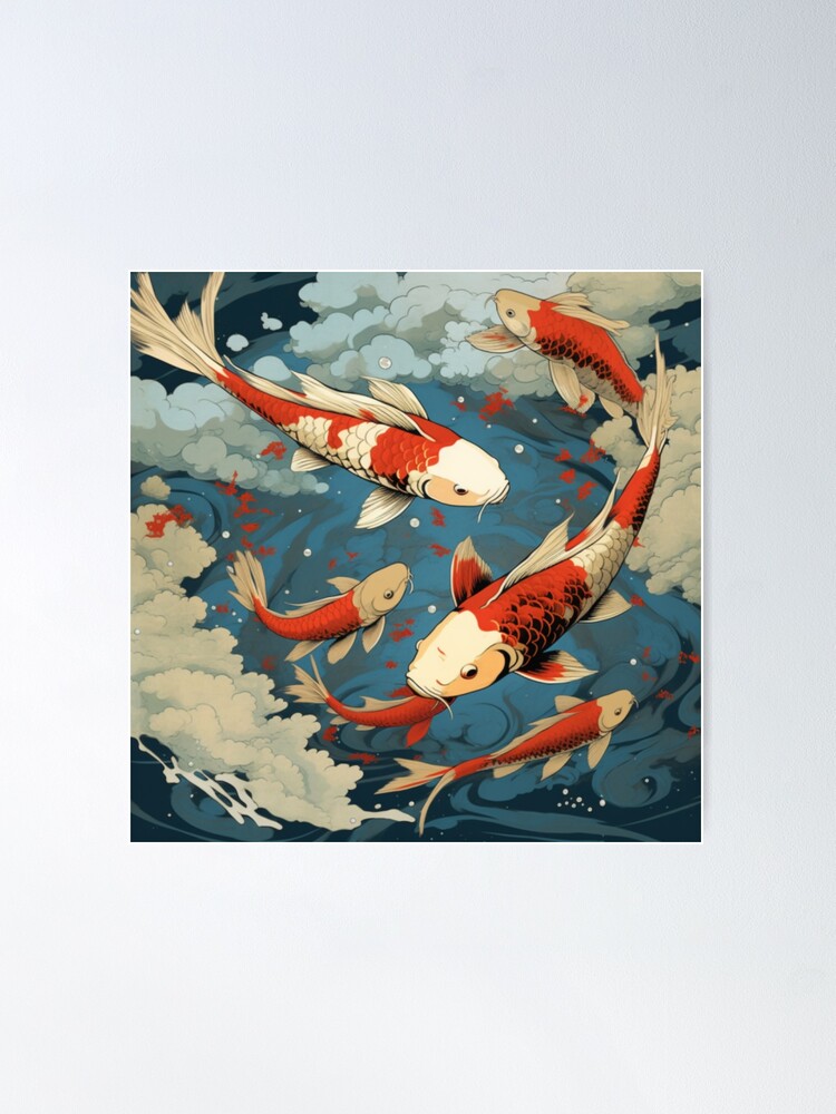 Beautiful Koi Fish Swimming in a Japanese Traditional Art Pond