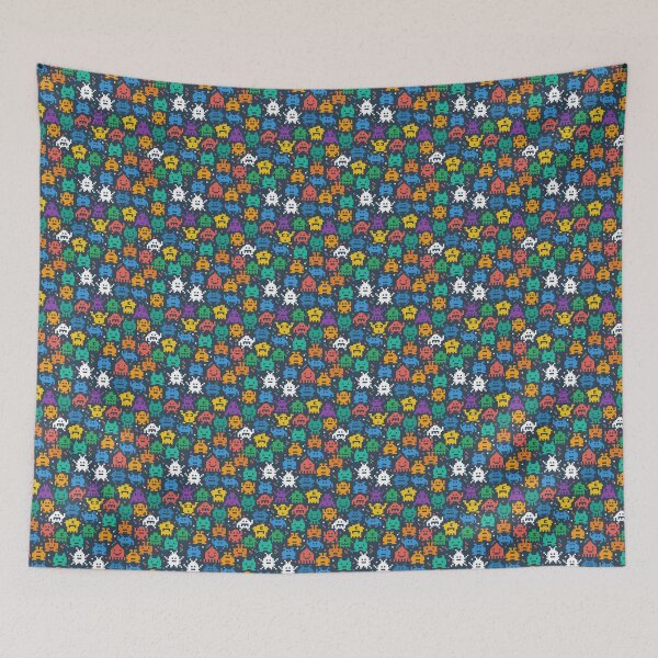 Item preview, Retro video game monsters pattern designed and sold by Casa-Negra.