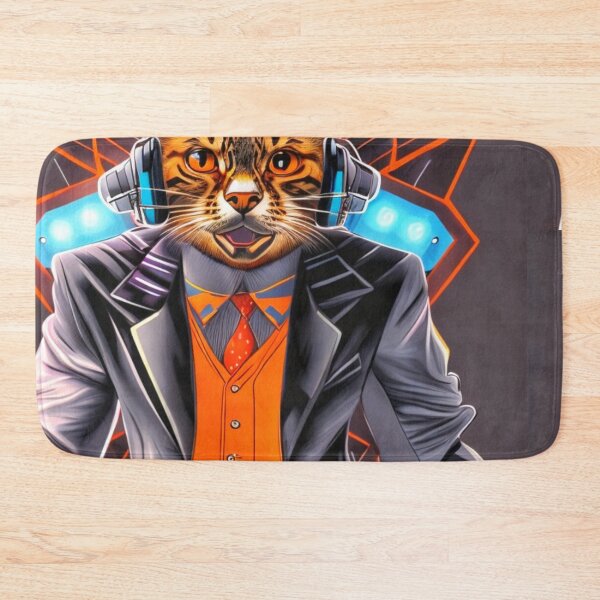 Item preview,  RETRO DJ cat with Rave headphones  by BLACK DRAGON STREET WEAR  designed and sold by Grin.
