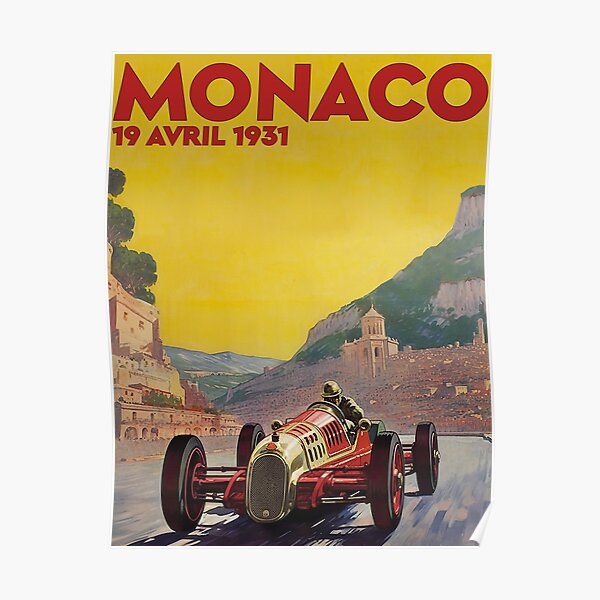 Vintage f1 racing Monaco 1931 Grand Prix Poster